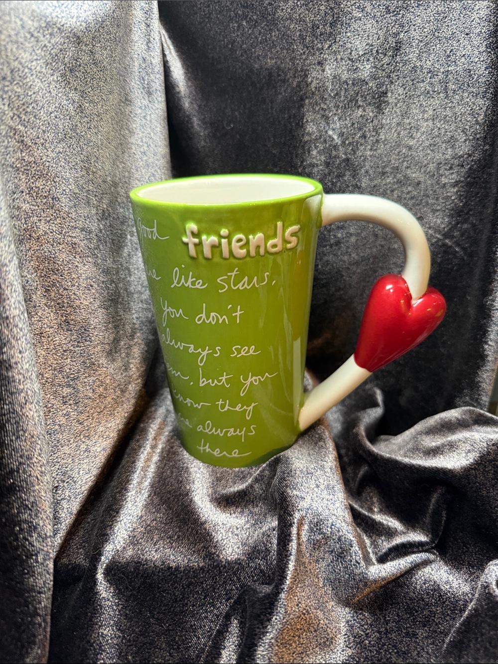 Good Friends Coffee Team Cup Mug Green 5.5" Sandra Magsamen Studio, Large 18 oz